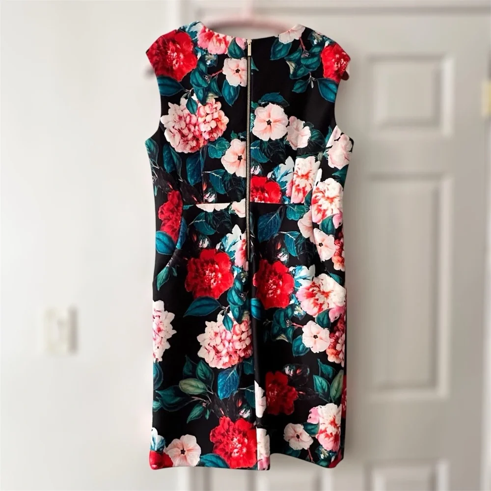 ck Calvin Klein Women's Floral Print Sleeveless Sheath Dress Plus Size 20W, EUC - Picture 2 of 10